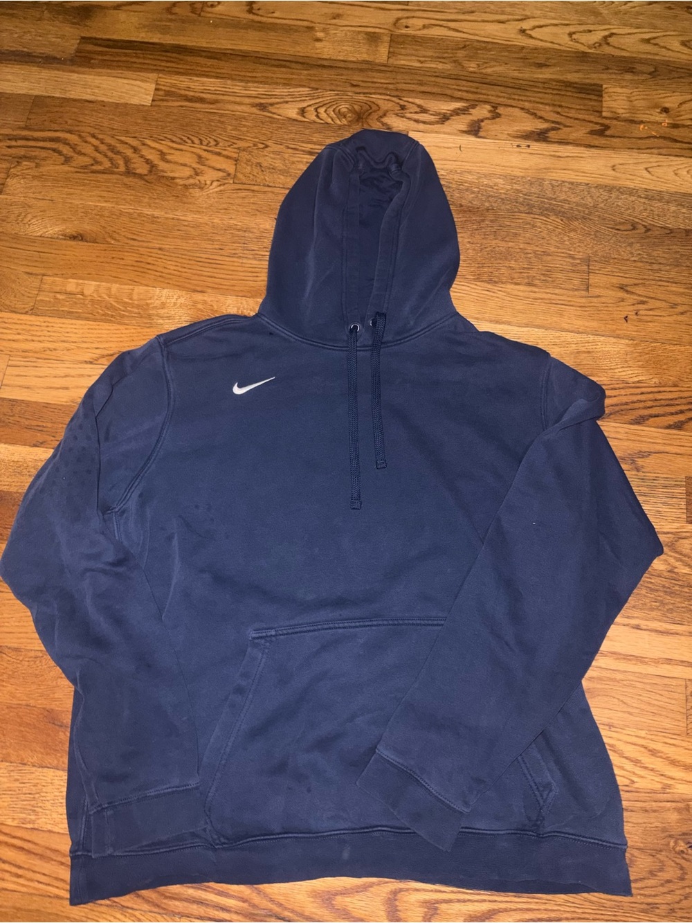 Nike Navy Blue Pullover Hoodie with White Swoosh